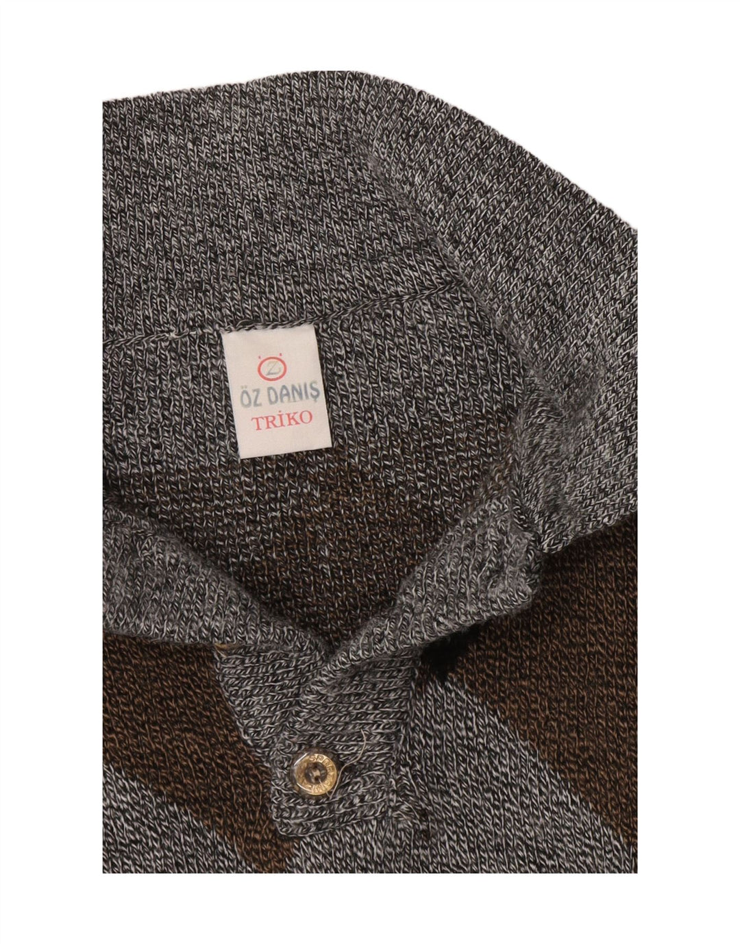 Pulover vintage pentru bărbați cu gât polo mare, gri Argyle/Diamond