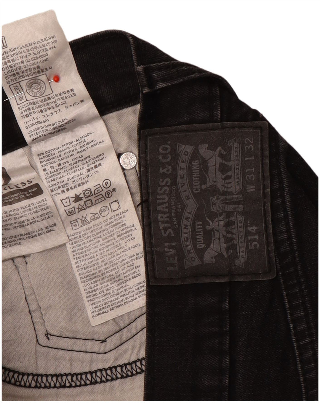 Blugi drepti pentru bărbați Levi's 514 W31 L32 bumbac negru