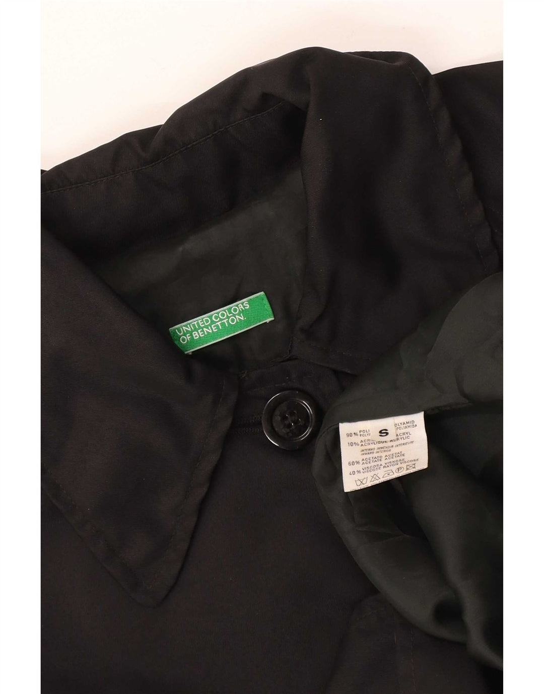 Pardesiu supradimensionat pentru femei Benetton UK 10 Poliamidă neagră mică