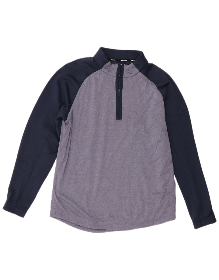Top de trening Nike pentru bărbați, cu fermoar și gât, cu fermoar, albastru bleumarin