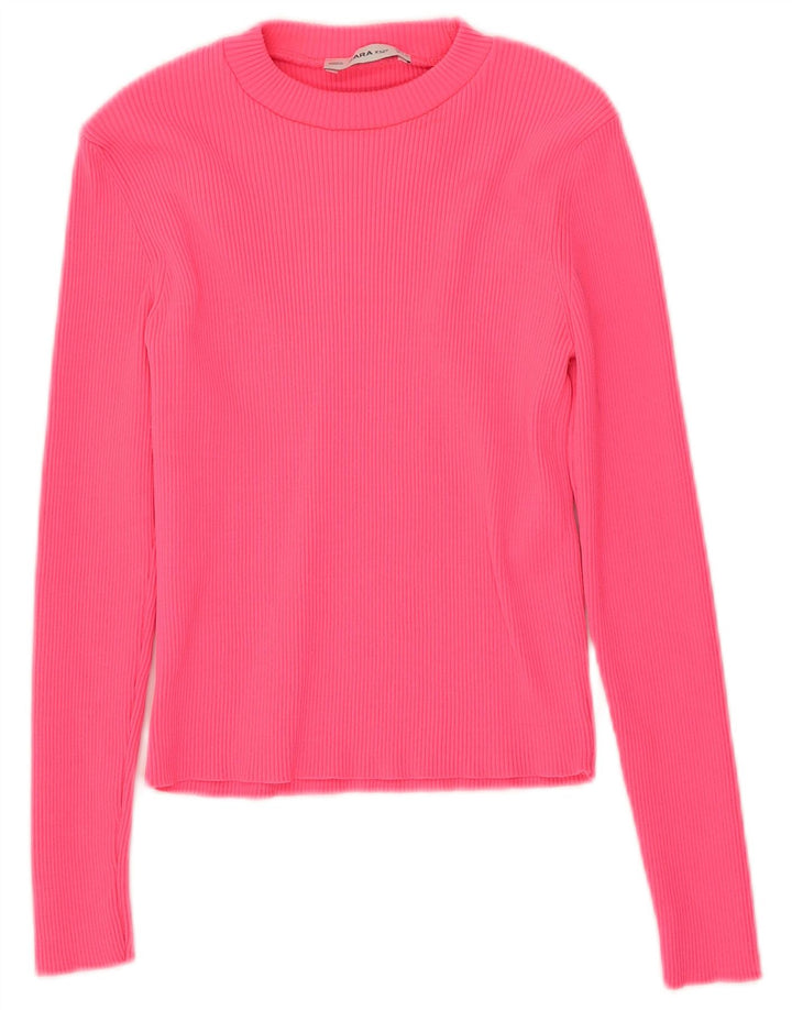 Crop Top pentru femei Zara cu mânecă lungă UK 8 Mic roz din poliamidă