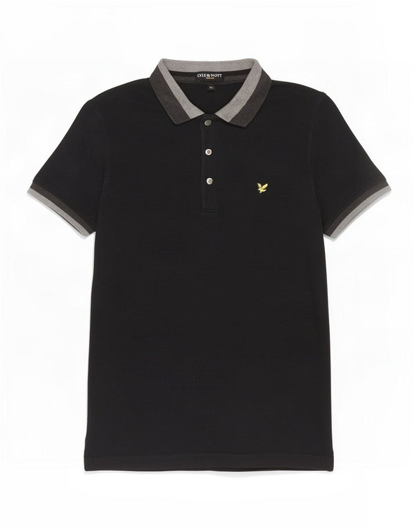 Tricou polo Lyle & Scott pentru bărbați, bumbac negru mediu, bloc de culoare