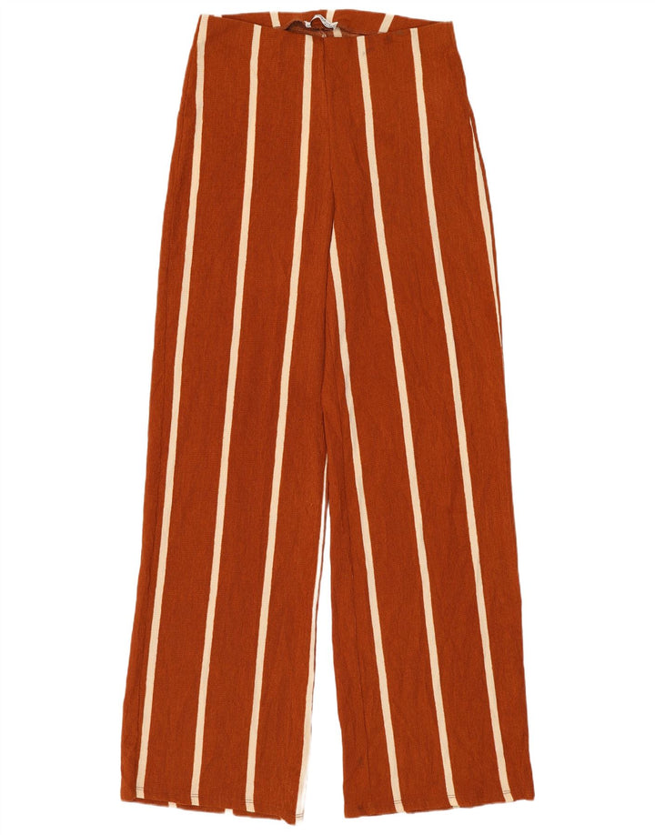 Pantaloni pentru femei Zara cu picioare late Mediu L28 L31 Poliester cu dungi maro
