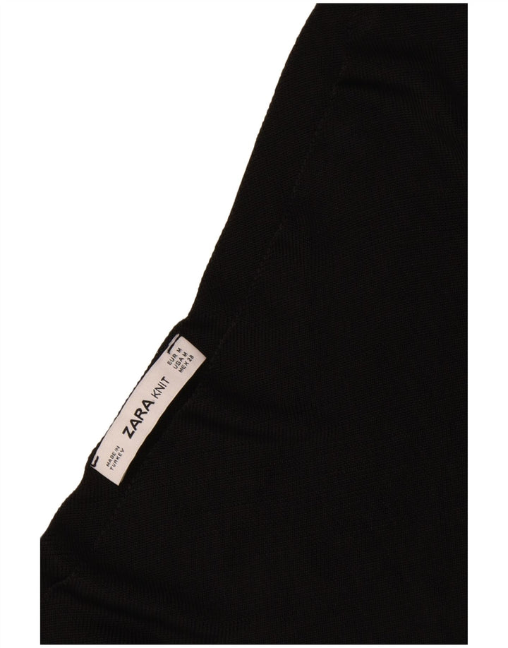 Top Crop One Shoulder pentru femei Zara UK 12 Medium Black Viscose