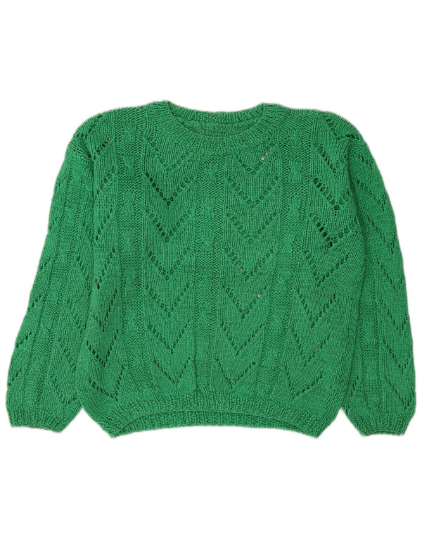 Pulover vintage pentru femei cu gâtul cu barca UK 14 verde mediu