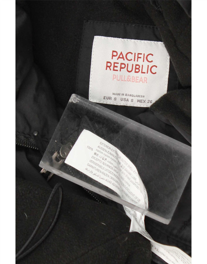 Jachetă Anorak cu glugă pentru femei Pull & Bear, UK 10, nailon mic, negru
