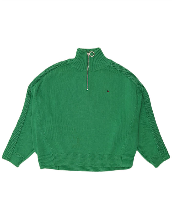 Pulover pentru femei Tommy Hilfiger, supradimensionat, cu fermoar și gât, UK 14, verde mediu