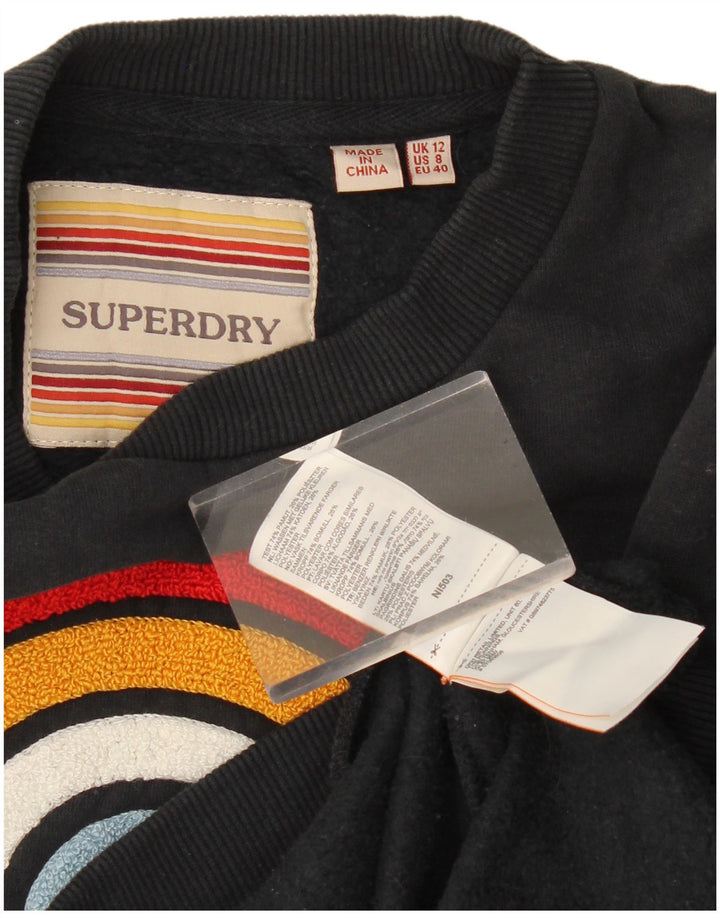 Pulover supradimensionat cu grafic Superdry pentru femei UK 12 Medium Black