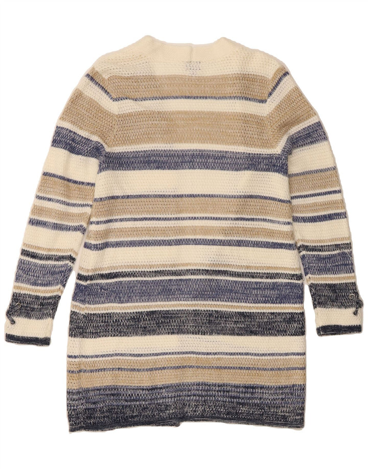 LEE Womens Longline Open Cardigan Sweater UK 14 Medium Beige Striped Vintage Lee and Second-Hand Lee from Messina Hembry 