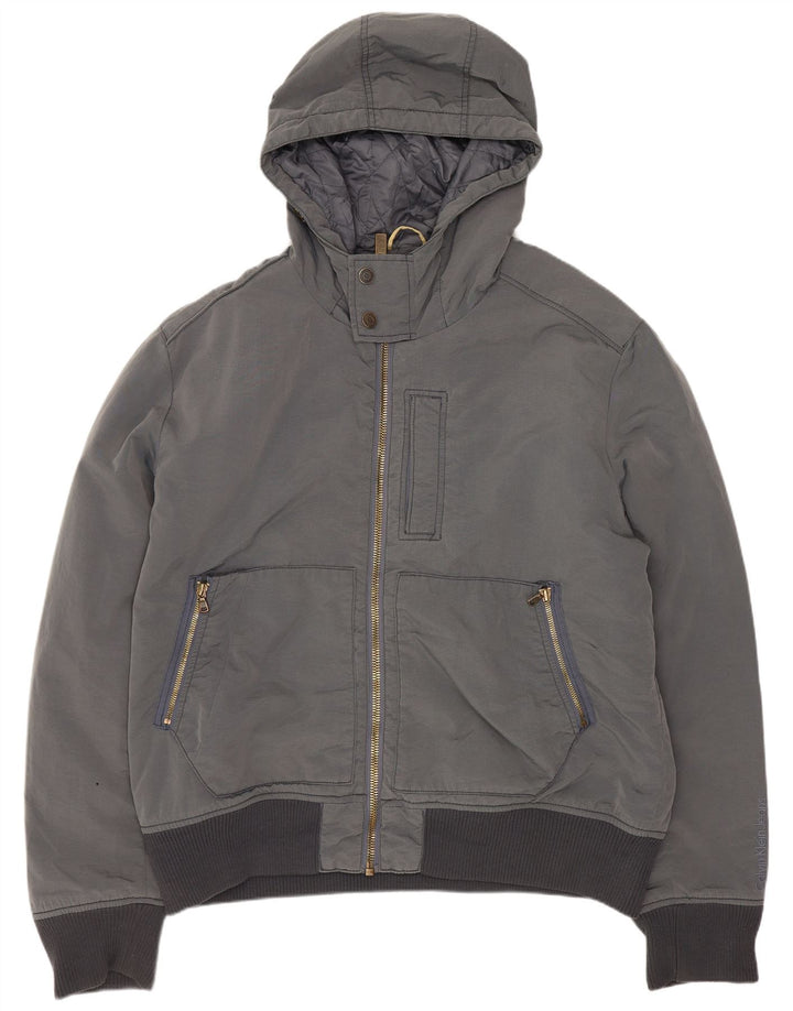 Jachetă bomber cu glugă pentru bărbați Calvin Klein Jeans UK 44 2XL poliester gri