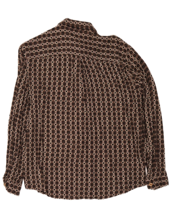 Cămașă Vintage Băieți 15-16 Ani XL Maro Geometric