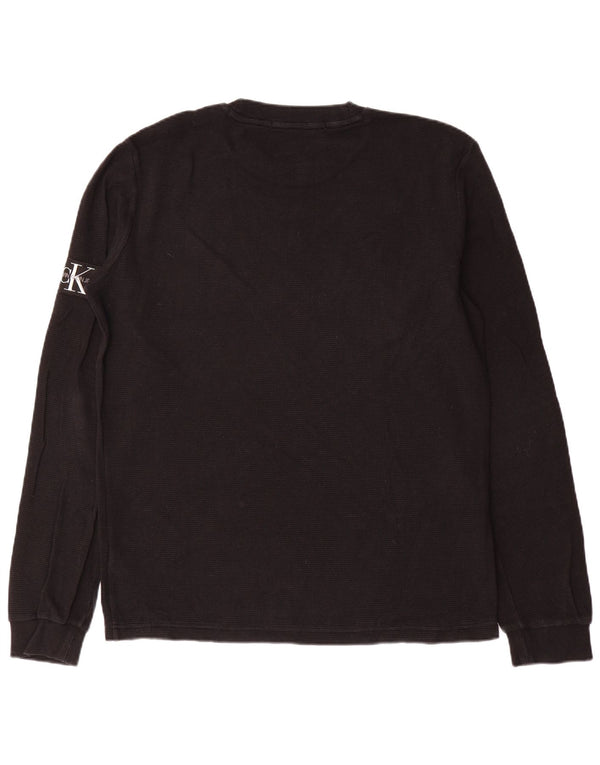 Calvin Klein Jeans Mens Top Long Sleeve Large Black Cotton