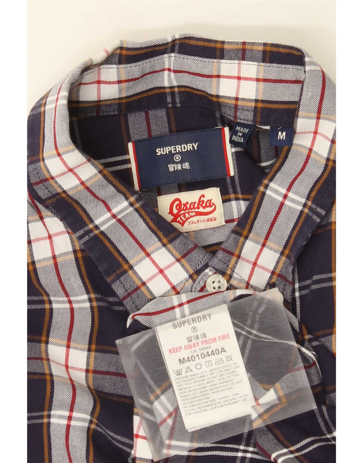 Cămașă pentru bărbați Superdry, bumbac cu carouri, albastru bleumarin mediu