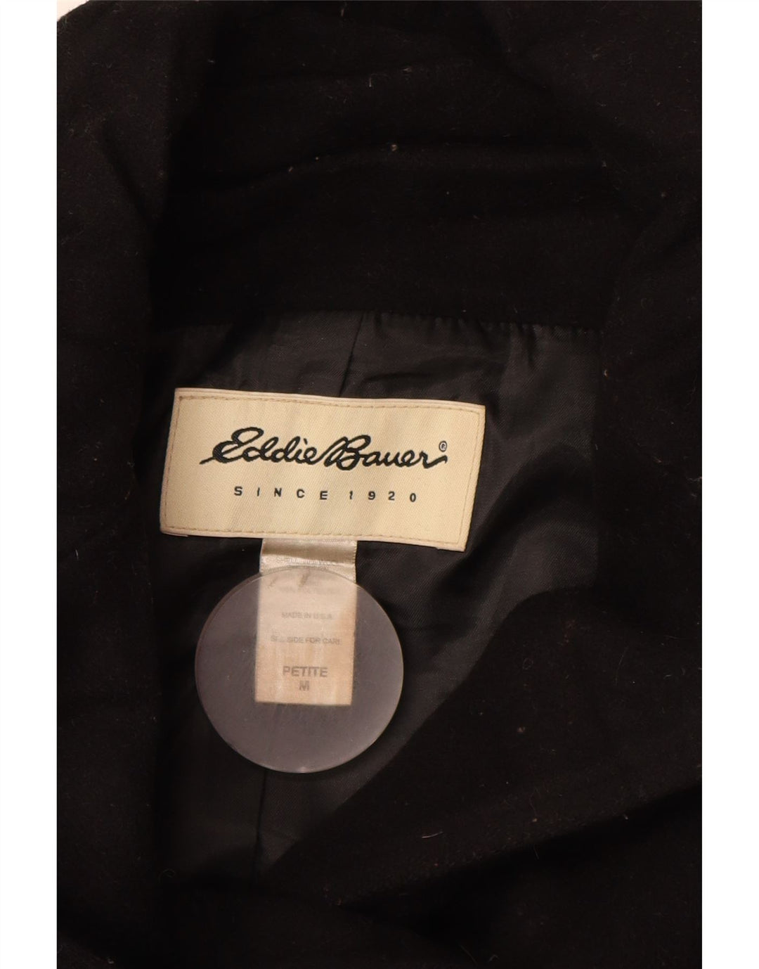 Palton mic pentru femei Eddie Bauer UK 14 Lână neagră medie