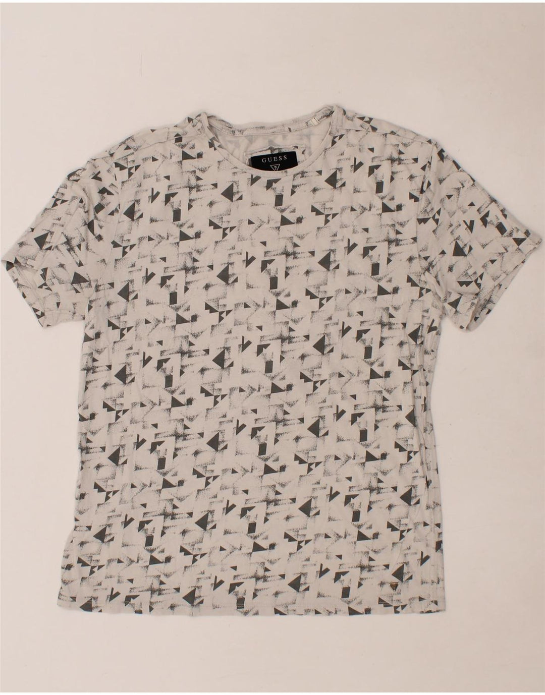 GUESS Mens T-Shirt Top Medium Grey Geometric Vintage Guess and Second-Hand Guess from Messina Hembry 