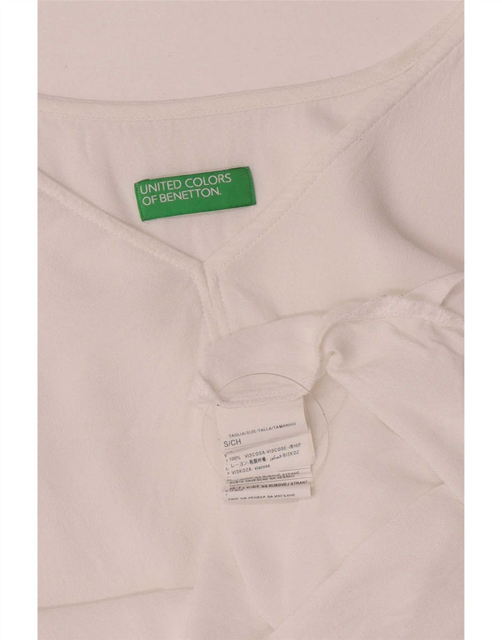 Crop Top pentru femei Benetton cu mânecă lungă UK 10 Small White Viscose