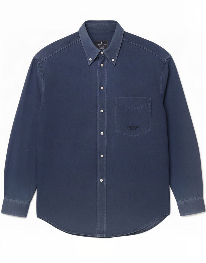 Cămașă Trussardi Jeans pentru bărbați, bumbac mediu bleumarin
