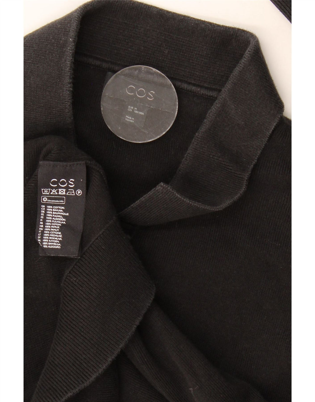 Tricou polo cu mânecă lungă pentru bărbați Cos, bumbac mediu negru