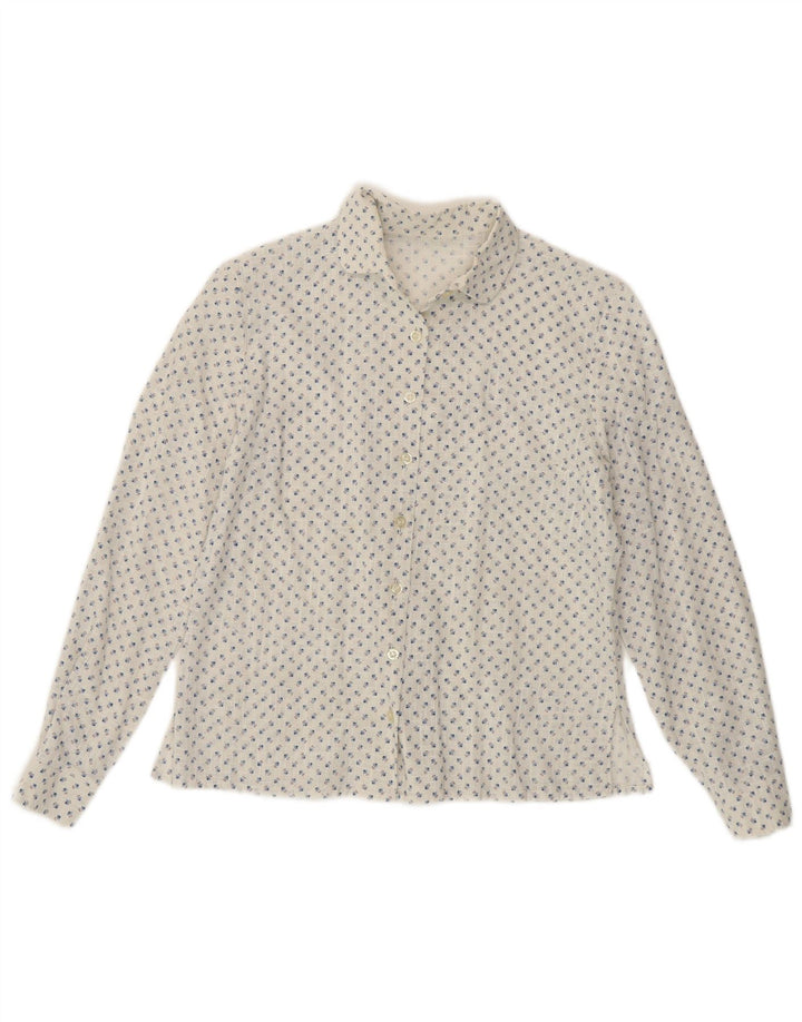 Cămașă vintage pentru femei UK 14 Medium White Floral