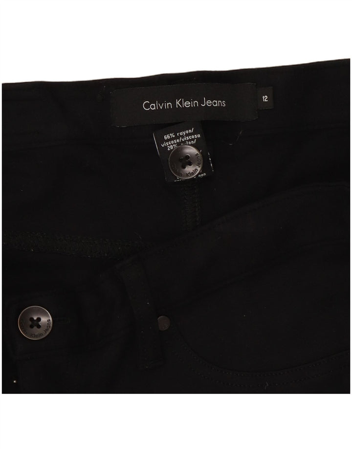 CALVIN KLEIN Pantaloni slim casual pentru femei US 12 Large W30 L31 Black Rayon