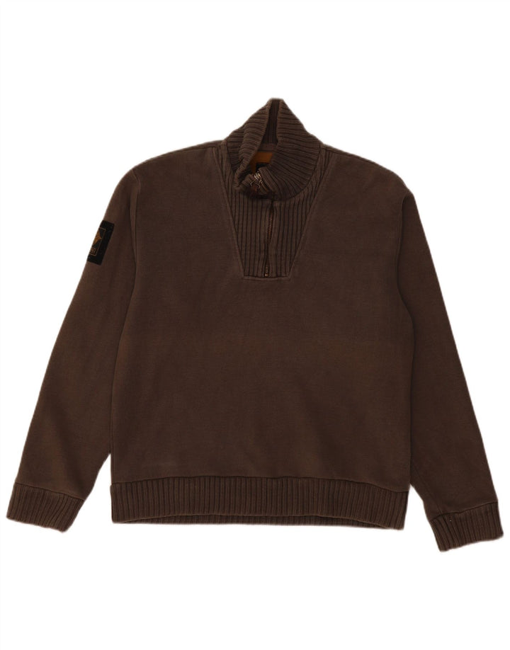 REPLAY Pulover pentru bărbați cu fermoar și gât, gri mediu