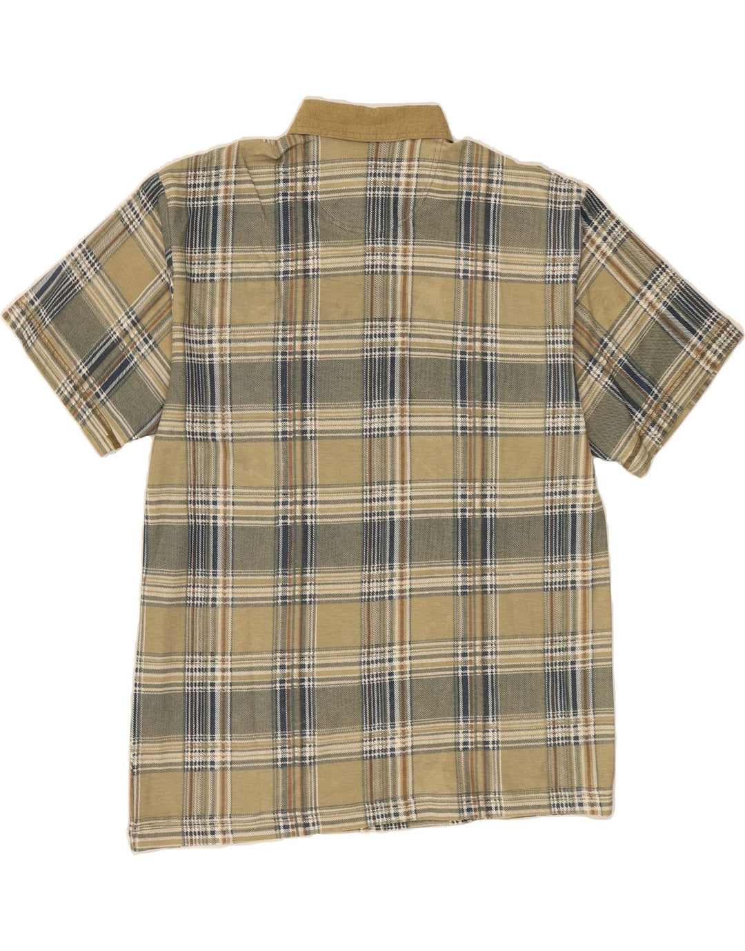 VINTAGE Mens Short Sleeve Pullover Shirt Medium Khaki Plaid Vintage Vintage and Second-Hand Vintage from Messina Hembry 