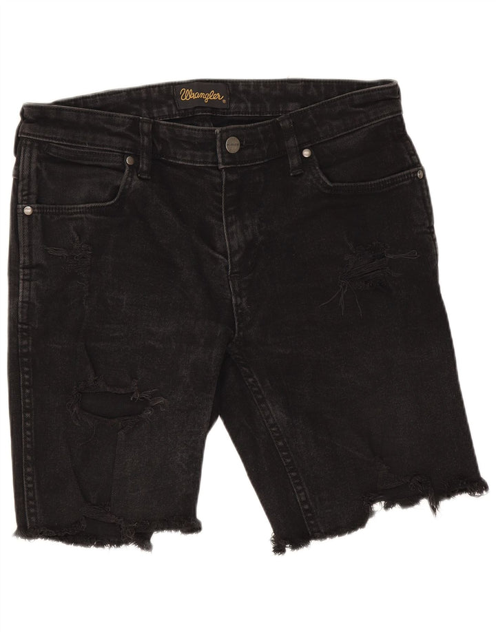 Pantaloni scurți din denim învechit Wrangler pentru femei W30 bumbac mediu negru