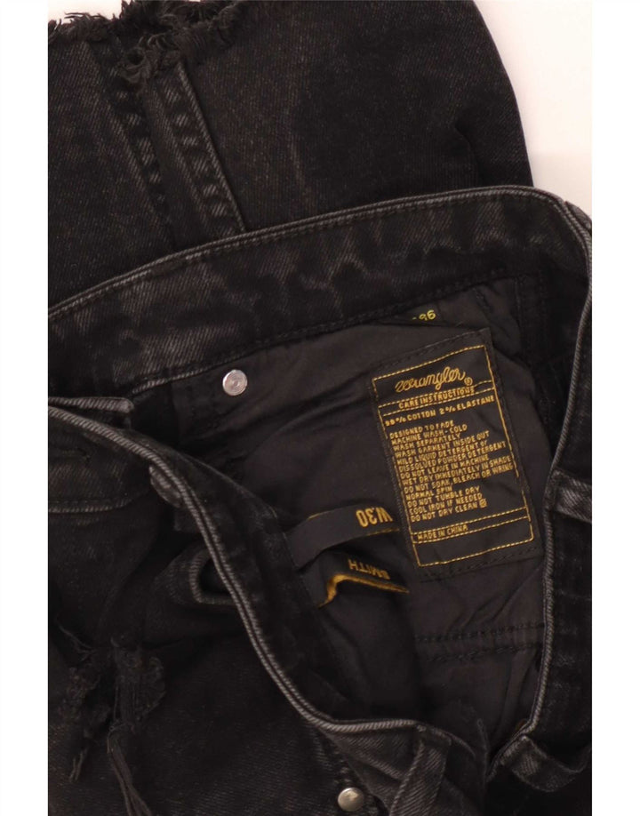 Pantaloni scurți din denim învechit Wrangler pentru femei W30 bumbac mediu negru