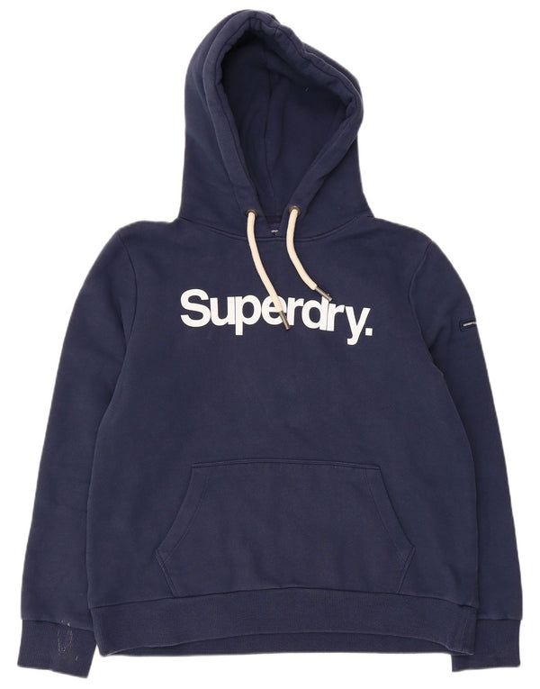 SUPERDRY Pulover cu glugă cu grafic pentru femei UK 16 mare bumbac bleumarin