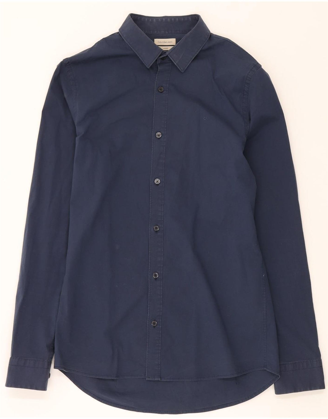 CALVIN KLEIN JEANS Mens Shirt Large Navy Blue Cotton Vintage Calvin Klein Jeans and Second-Hand Calvin Klein Jeans from Messina Hembry 