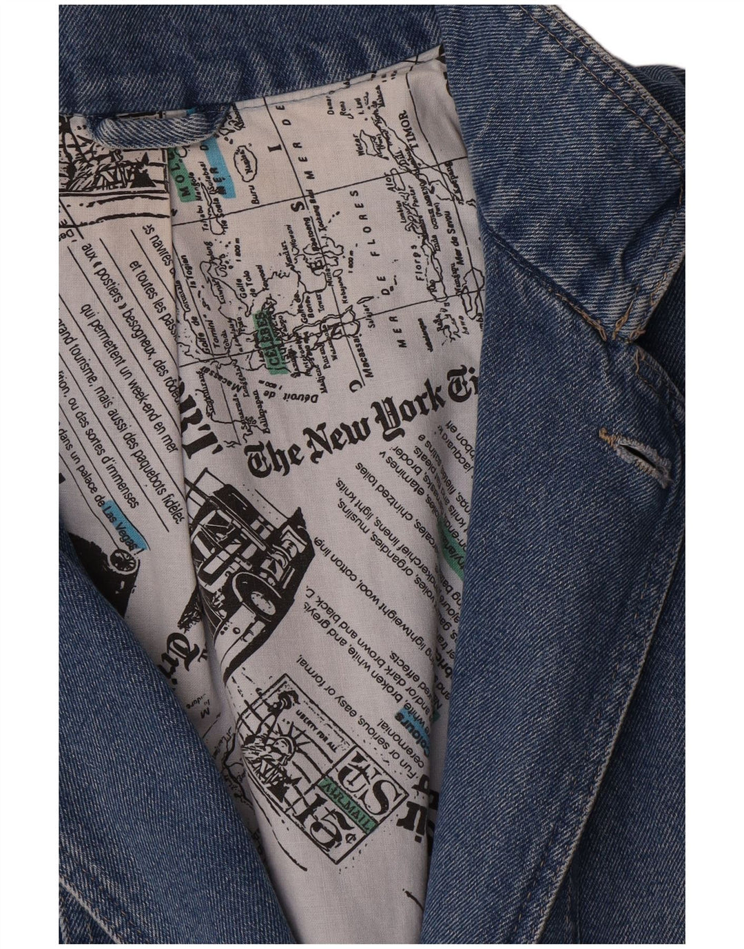 Jachetă vintage pentru femei cu paragate dublu-breasted UK 16 Large Blue