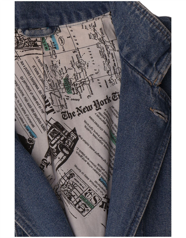 Jachetă vintage pentru femei cu paragate dublu-breasted UK 16 Large Blue