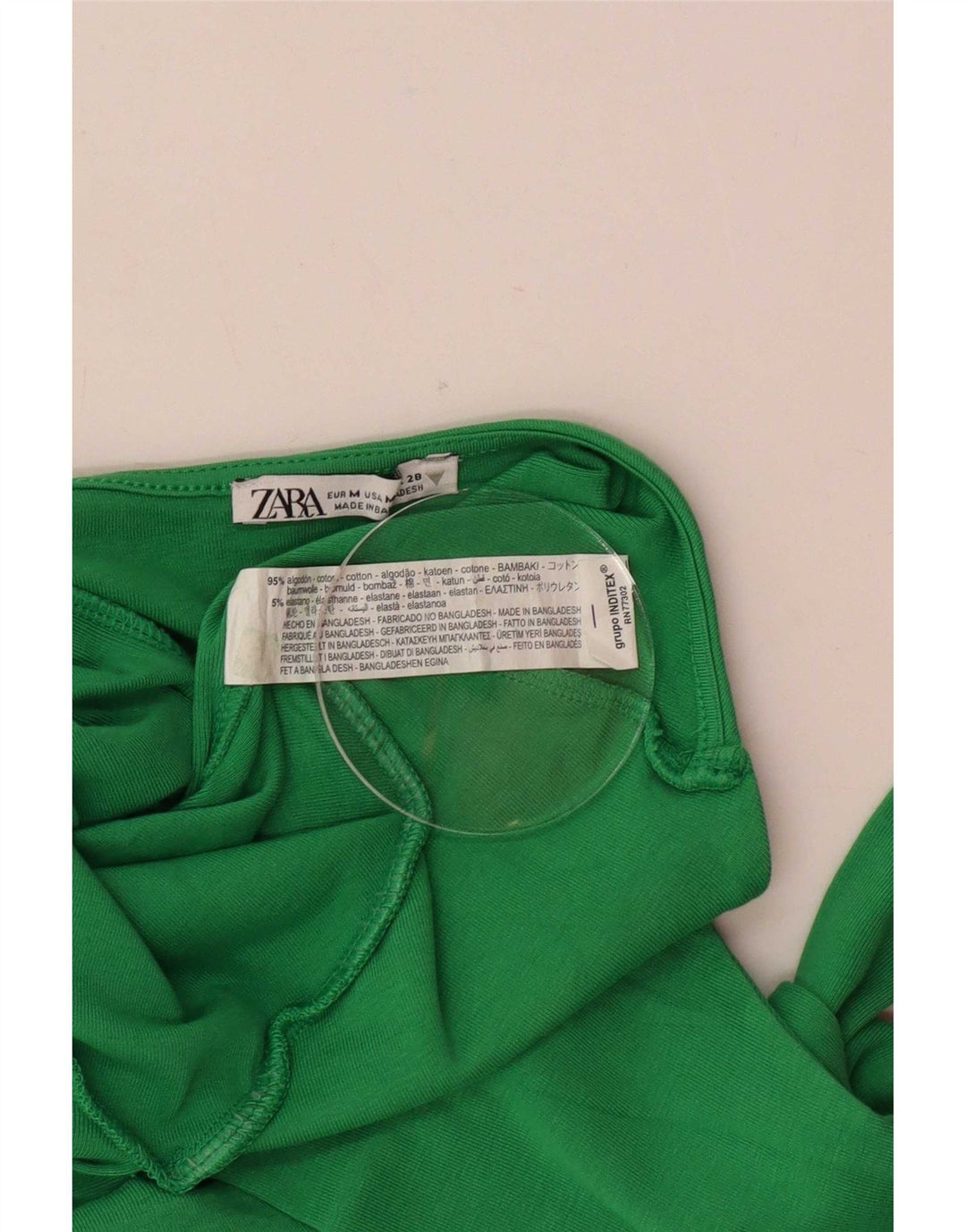 Top Crop Halter pentru femei Zara UK 12, bumbac verde mediu