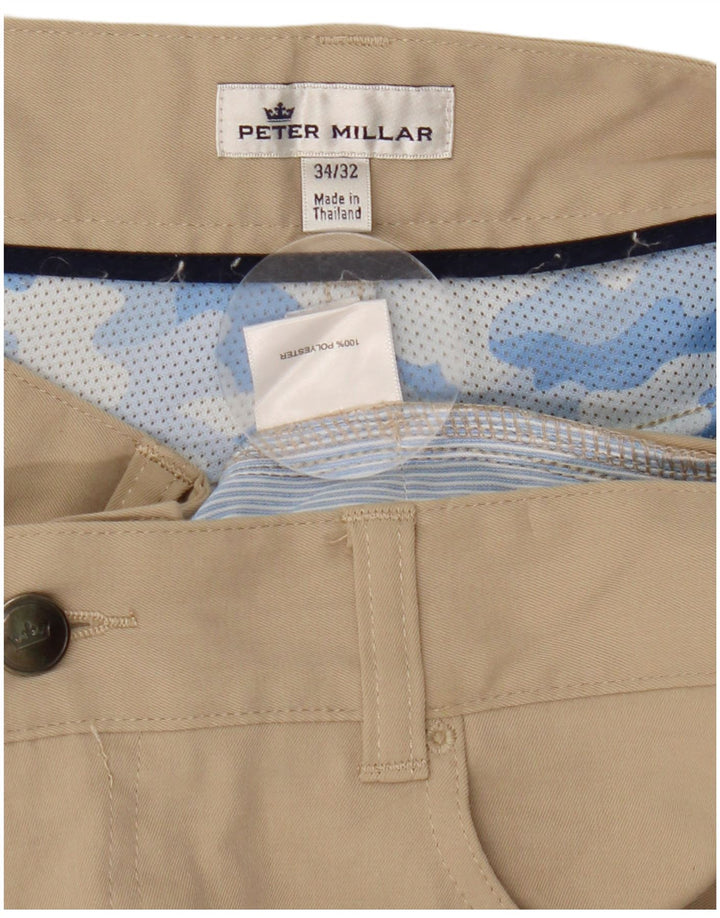 Peter Millar Pantaloni casual drepti pentru bărbați W34 L28 poliester bej