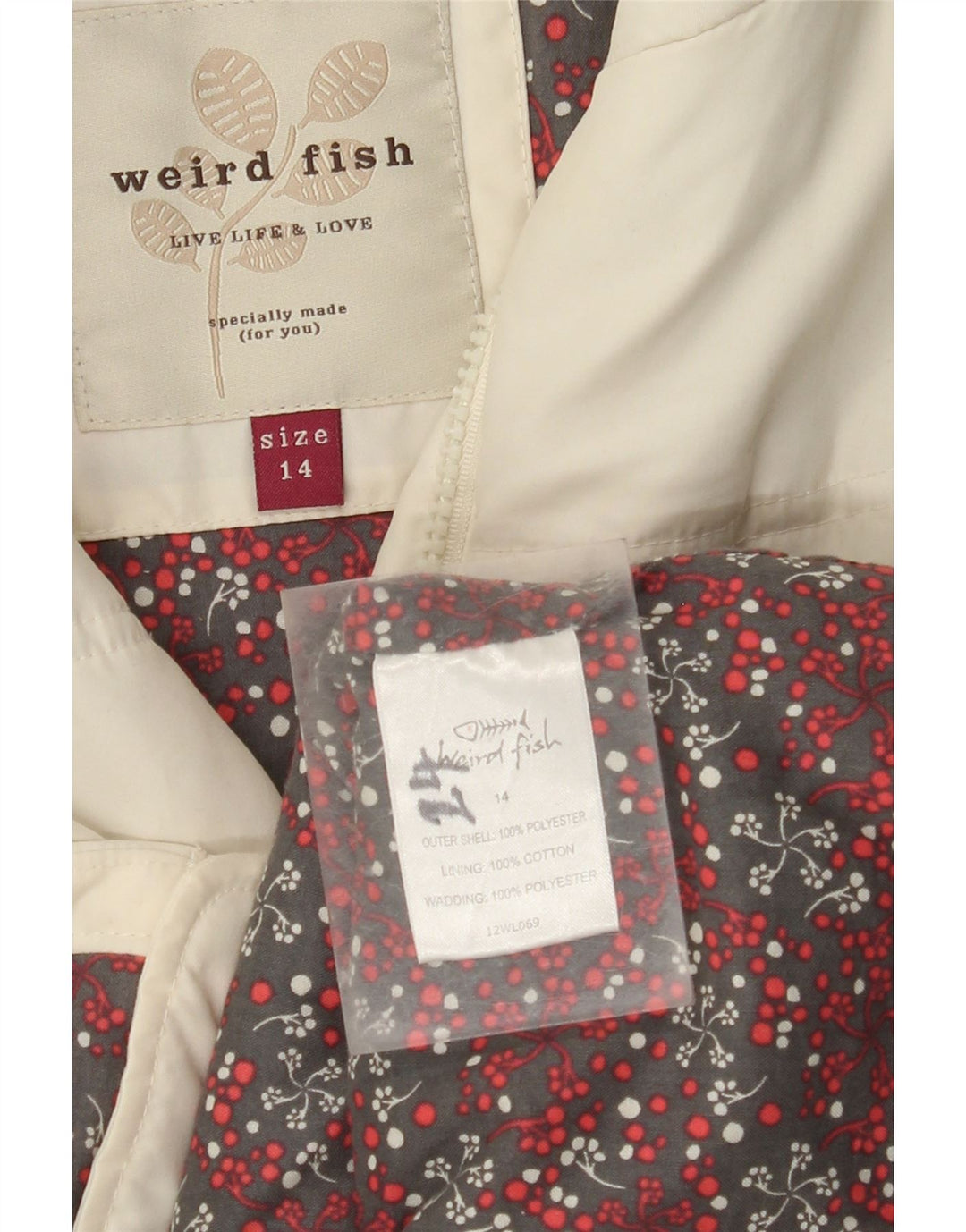 WEIRD FISH Gilet căptușit pentru femei UK 14 Medium Off White Poliester