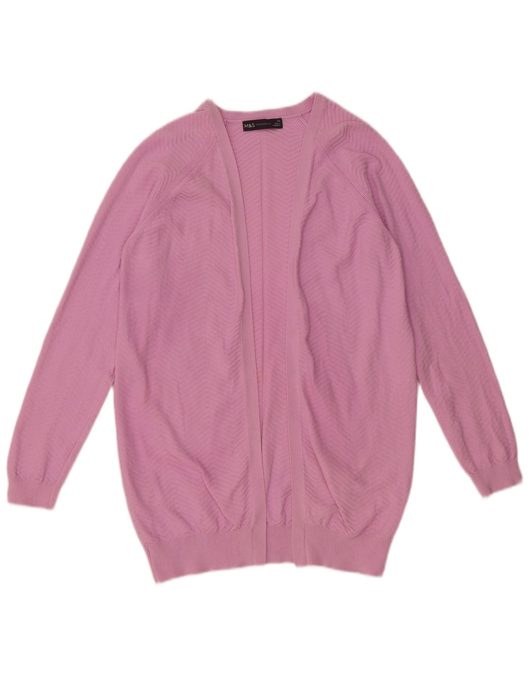 MARKS & SPENCER Pulover cardigan deschis pentru femei UK 10 Small Pink Chevron