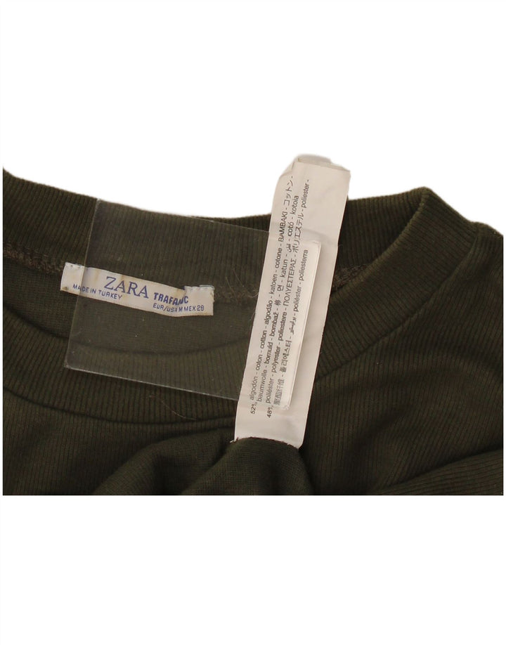 Top supradimensionat pentru femei Zara cu mânecă lungă UK 14, bumbac kaki mediu