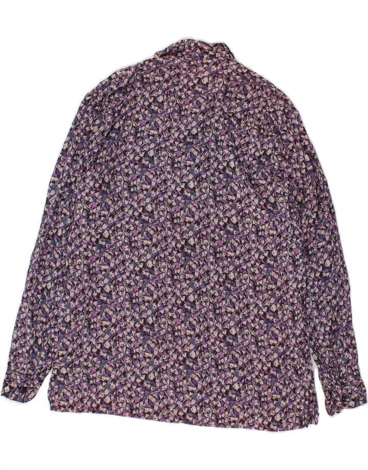 VINTAGE Womens Abstract Pattern Shirt Blouse UK 14 Medium Purple Vintage Vintage and Second-Hand Vintage from Messina Hembry 
