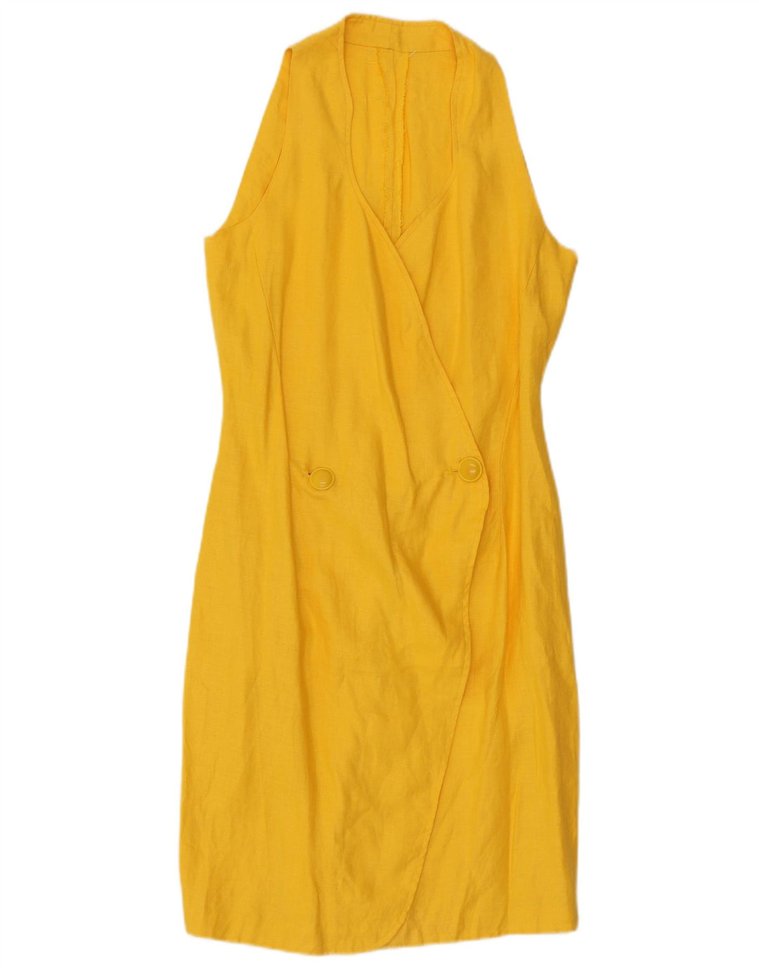 Rochie Wrap fără mâneci pentru femei VINTAGE UK 8 Small Yellow