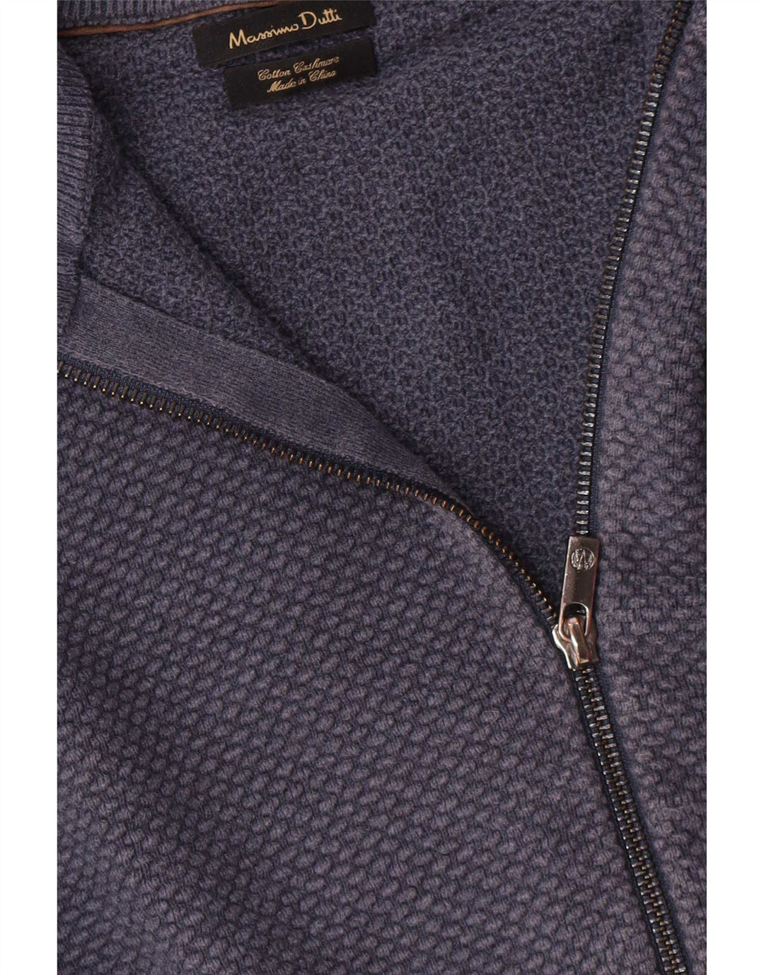 Pulover cardigan cu fermoar complet Massimo Dutti pentru bărbați, bumbac bleumarin mic