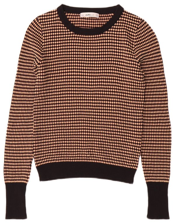 Pulover de damă Zara Crop Crew Gate UK 12 Maro mediu cu dungi