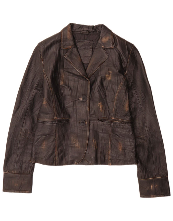 Jachetă vintage din piele cu 2 nasturi pentru femei UK 8 Small Black