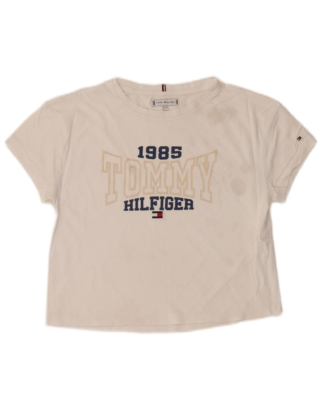 TOMMY HILFIGER Tricou cu grafic crop pentru fete Top 13-14 ani alb