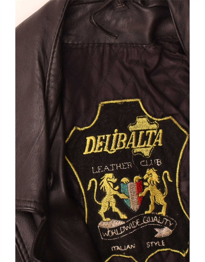 Jachetă de motociclist din piele vintage pentru femei UK 14 Medium din piele neagră