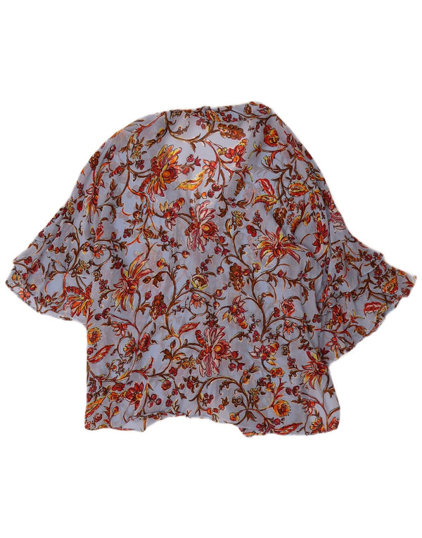 Bluză cămașă supradimensionată cu mânecă scurtă pentru femei Zara UK 10 Mic Albastru Floral