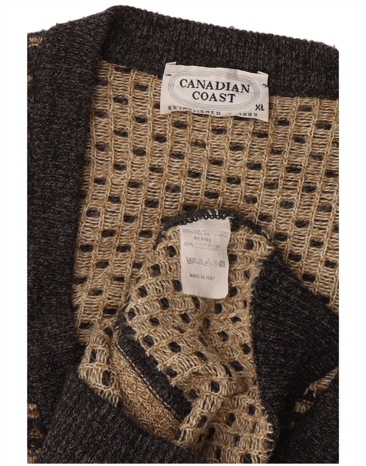 Pulover cardigan pentru bărbați VINTAGE XL Lână cu dungi gri