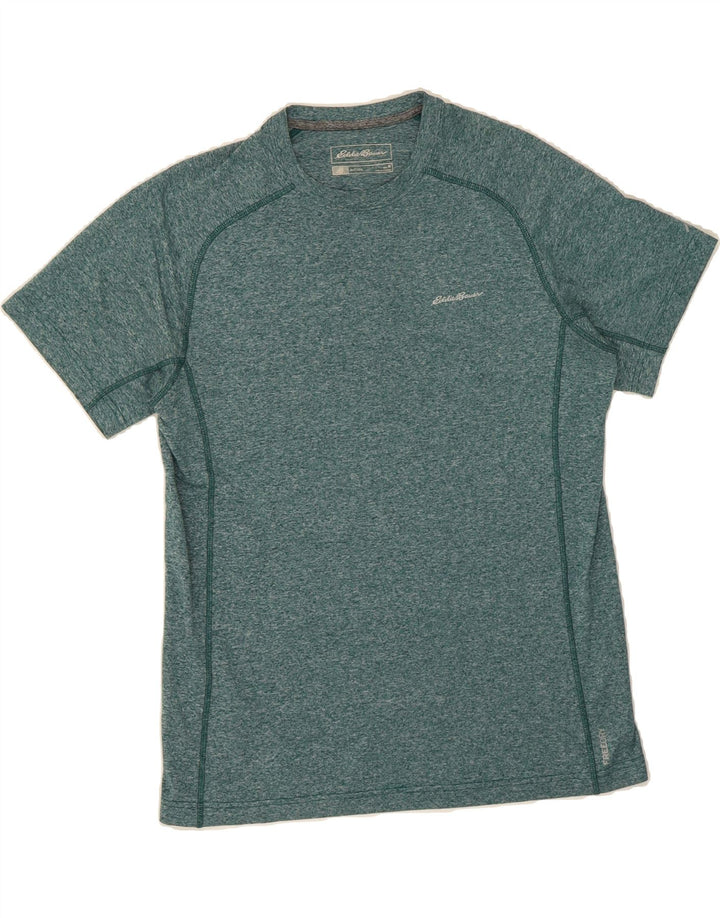 EDDIE BAUER Mens T-Shirt Top Medium Green Flecked Polyester Vintage Eddie Bauer and Second-Hand Eddie Bauer from Messina Hembry 