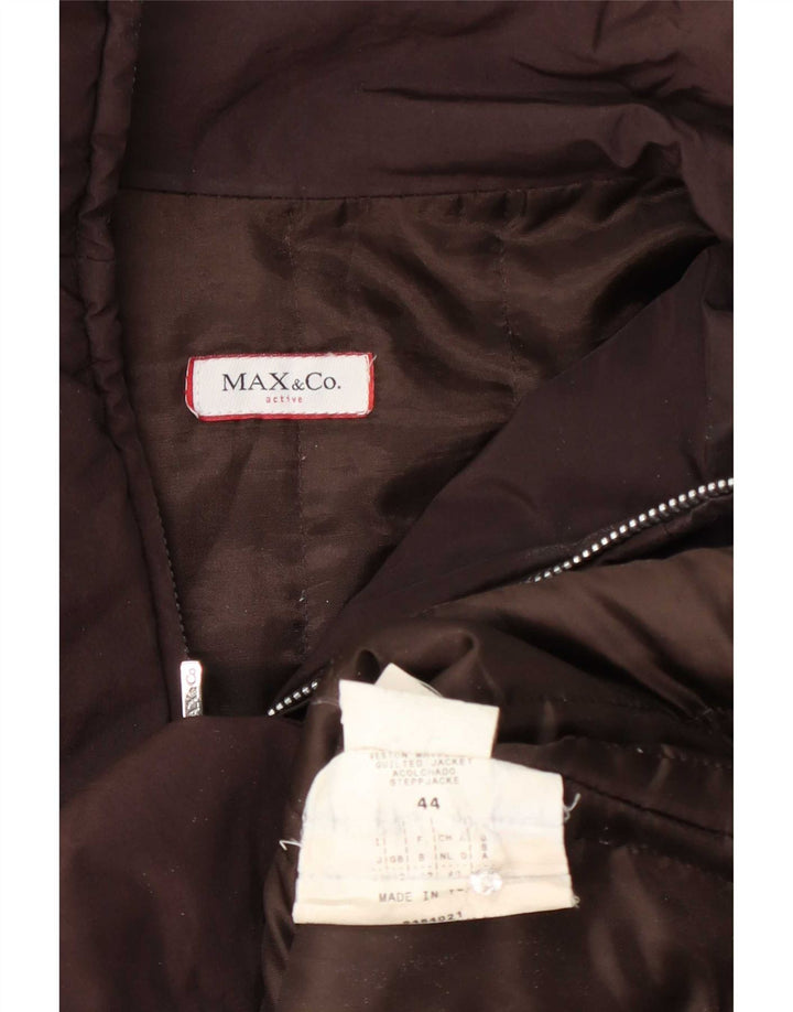 Jachetă de schi matlasată pentru femei Max & Co. UK 12, maro mediu, bloc de culoare