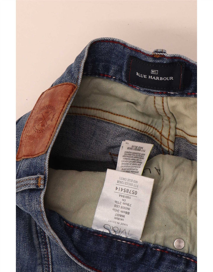 Blugi drepți pentru bărbați Marks & Spencer Blue Harbour W34 L31 bumbac