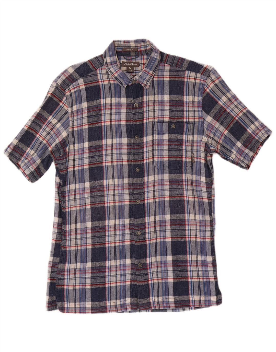 Cămașă cu mânecă scurtă pentru bărbați EDDIE BAUER, bumbac cu carouri albastru mediu